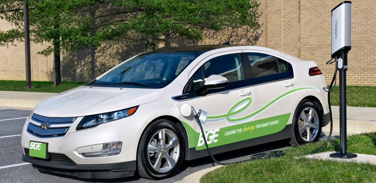 BGE Chevy Volt at a charging station