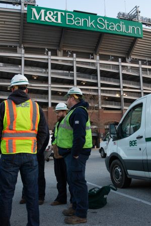 BGE EDRU crew outside M&T Bank Stadium