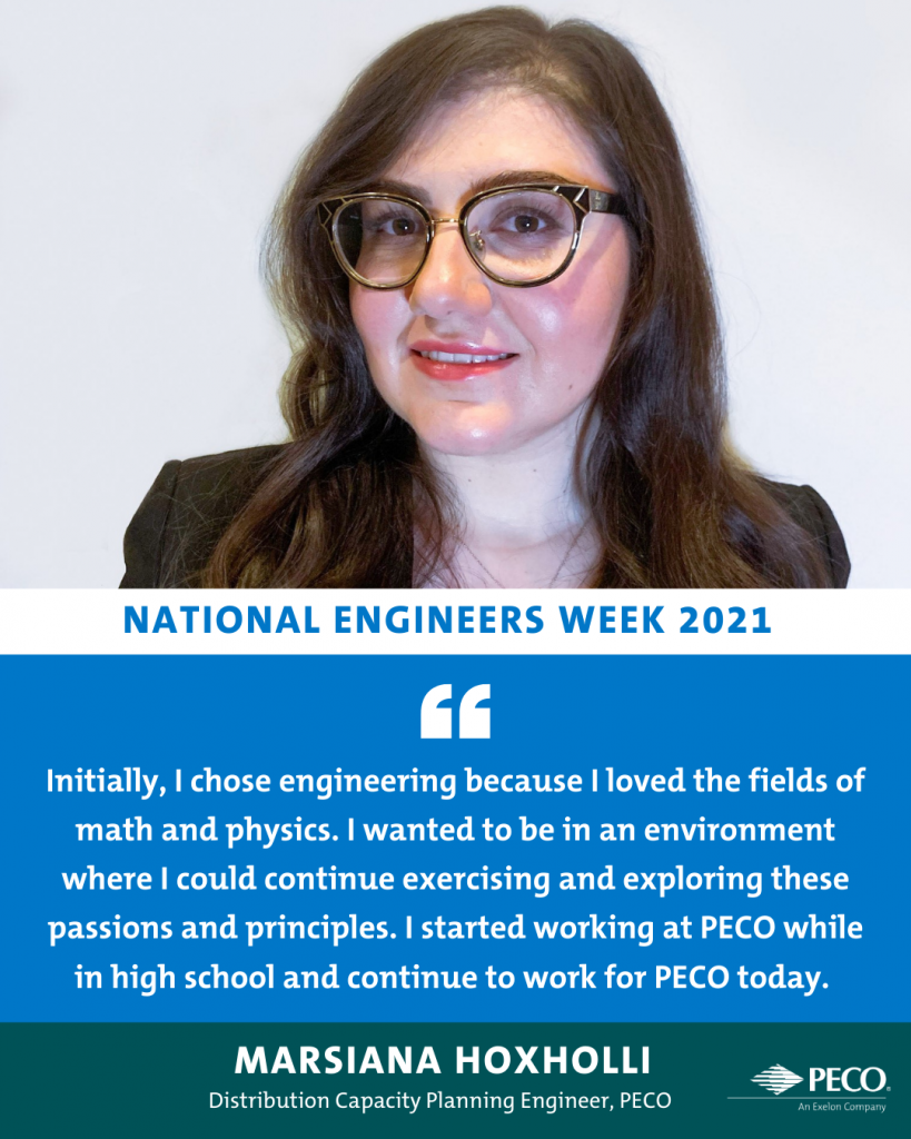 Marsiana Hoxholli is featured by PECO during National Engineers Week 2021