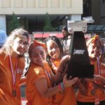 Orange Flare team with the STEM Cup