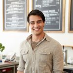 small business owner at cafe