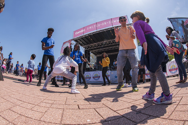 People dancing to band at Switch on Summer