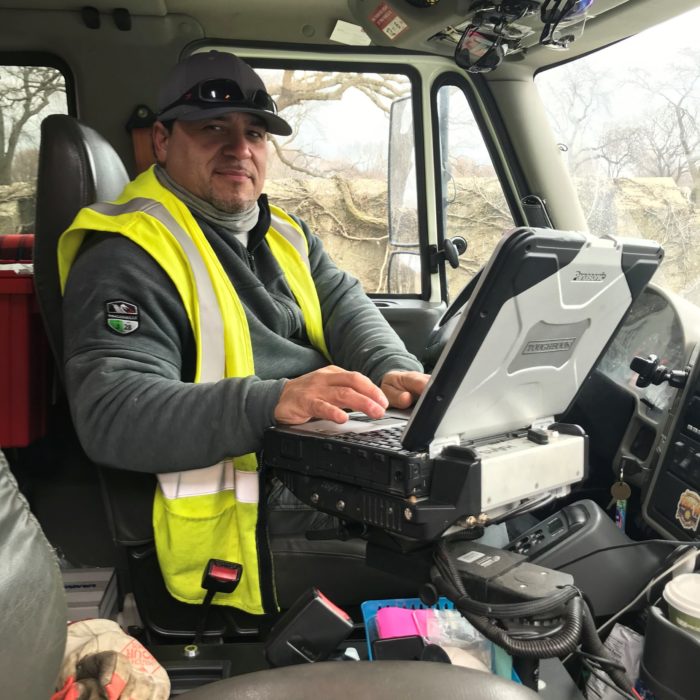 lineworker in truck