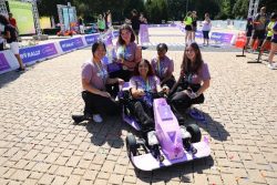 The 2023 EV Rally champions are the Lilac Lasers (From Left: Rachel Chen, Tabitha Woods, Elizabeth Meza, Ariel Gray and Vivienne DeRosa)!