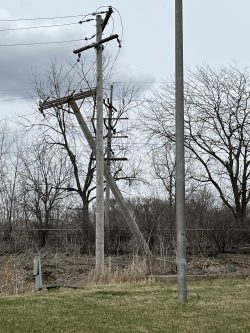 Distribution poles damaged from March 2025 storm