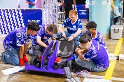 Students assemble an electric go-kart at EV Rally build day