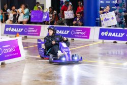 Ishmael races the electric go-kart he built with his team
